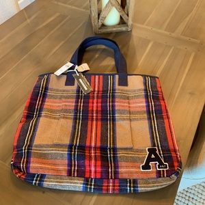 New A&F large reversible bag plaid and purple